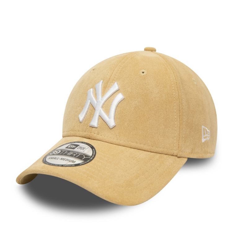 Gorras New Era 39thirty Marrom - New York Yankees Suede Logo Beige 71689OLFA